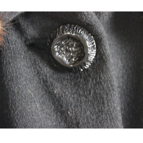 Carol Brent Vintage Black Wool Swing Coat Fur Collar Union Made Womens Large - Picture 3 of 8